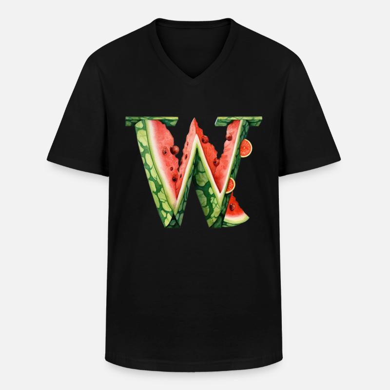 Wassermelonen Buchstabe Melonen - Männer-T-Shirt mit V-Ausschnitt - Schwarz