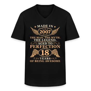 2007 Jahrgang Vintage Junge 18. Geburtstag - Männer-T-Shirt mit V-Ausschnitt - Schwarz - Vorne - AI Model Male 178 dark (178cm)