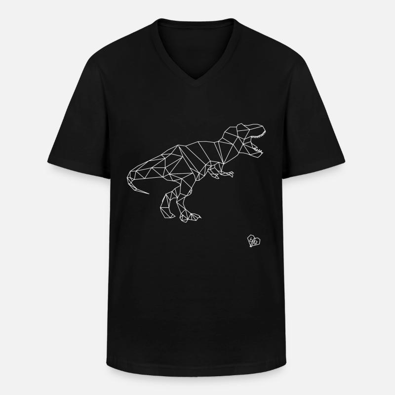 Geometrische T-Rex - Männer-T-Shirt mit V-Ausschnitt - Schwarz