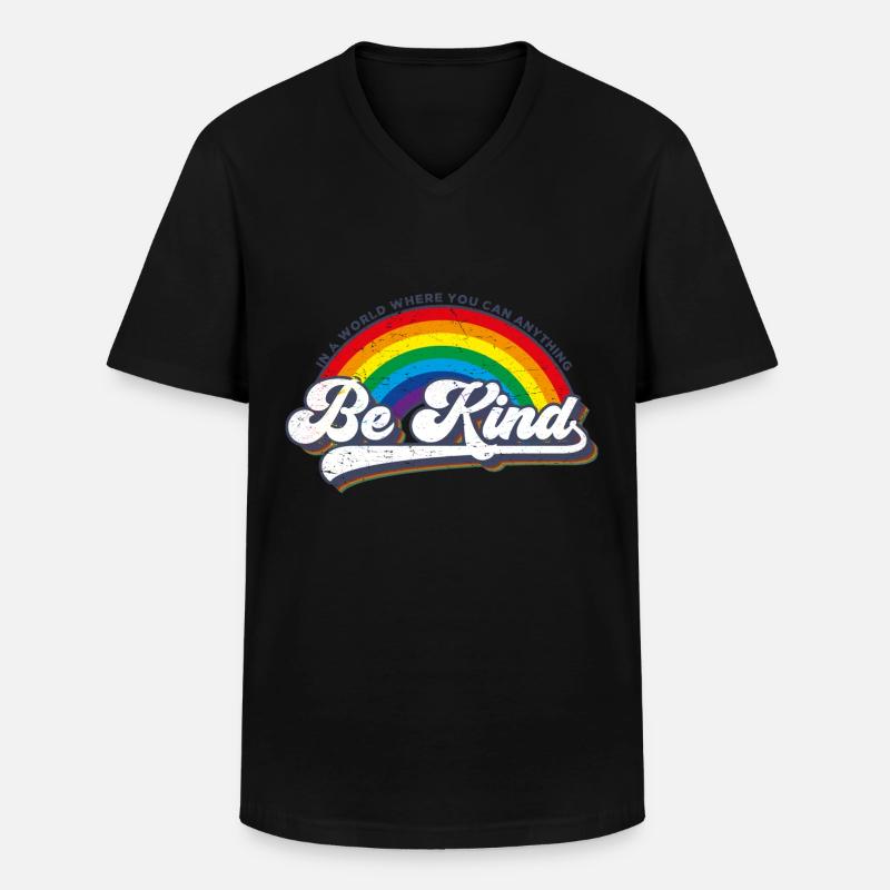 Be Kind LGBT Regenbogen - Männer-T-Shirt mit V-Ausschnitt - Schwarz