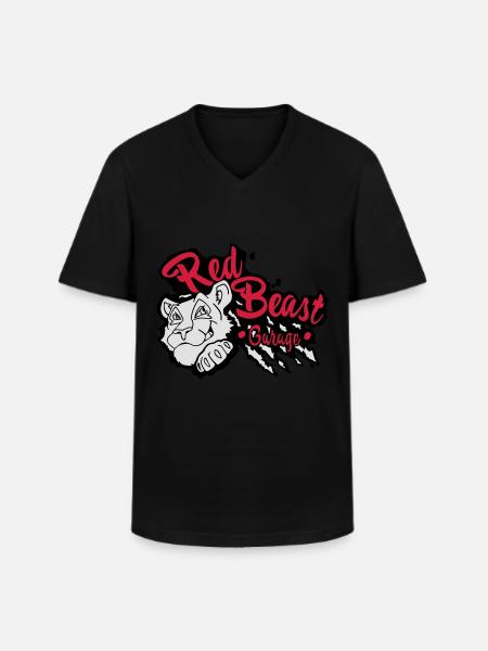 Red Beast Garage - T-shirt col V Homme - noir