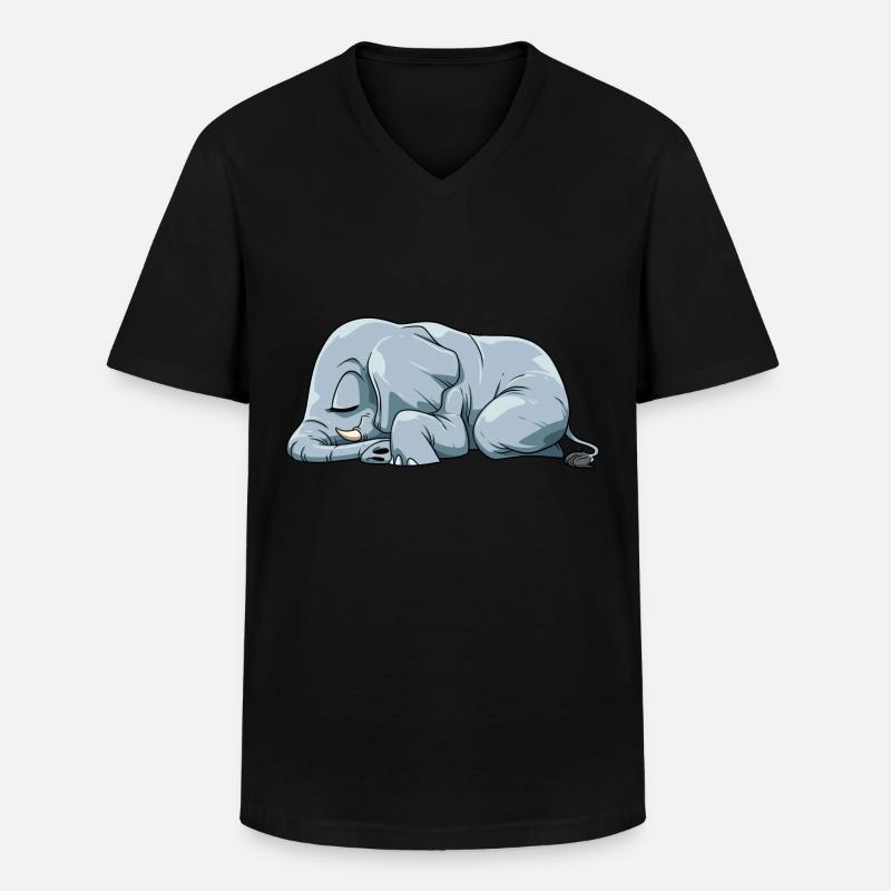 Niedlicher Schlafender Elefant - Männer-T-Shirt mit V-Ausschnitt - Schwarz