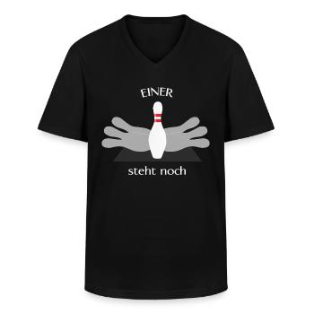 Bowling / Kegel Pin 'Einer steht noch' - Männer-T-Shirt mit V-Ausschnitt - Schwarz - Vorne - AI Model Male 178 dark (178cm)