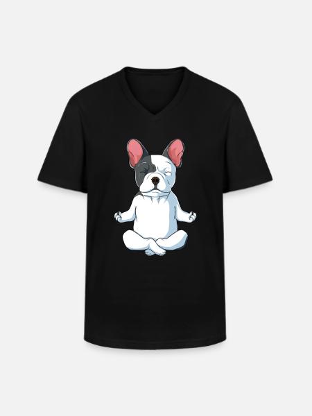 Fransk Bulldog Fransk Bulldog gave - Klassisk herre T-shirt med V-udskæring - sort