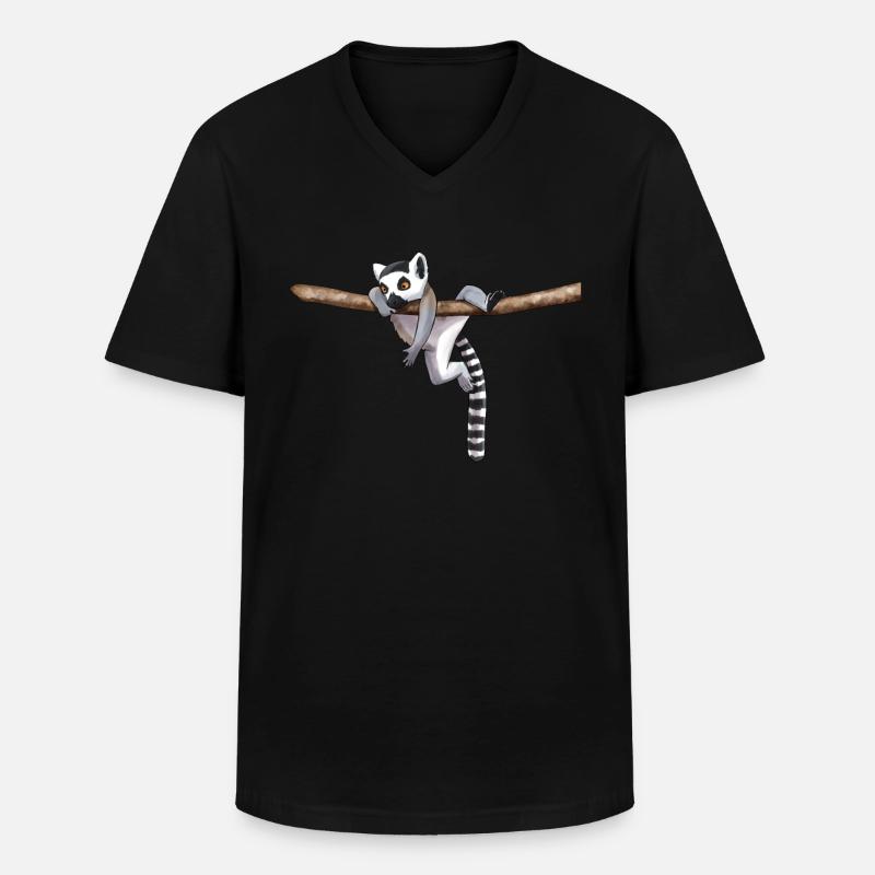 Lemur - Männer-T-Shirt mit V-Ausschnitt - Schwarz