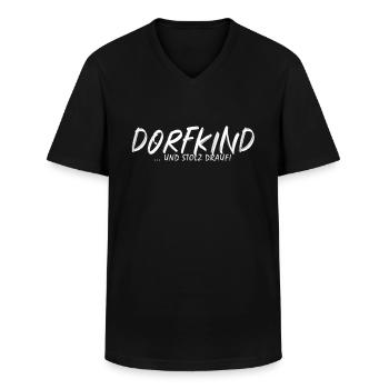 Dorfkind und stolz drauf cooler Spruch - Männer-T-Shirt mit V-Ausschnitt - Schwarz - Vorne - AI Model Male 178 dark (178cm)