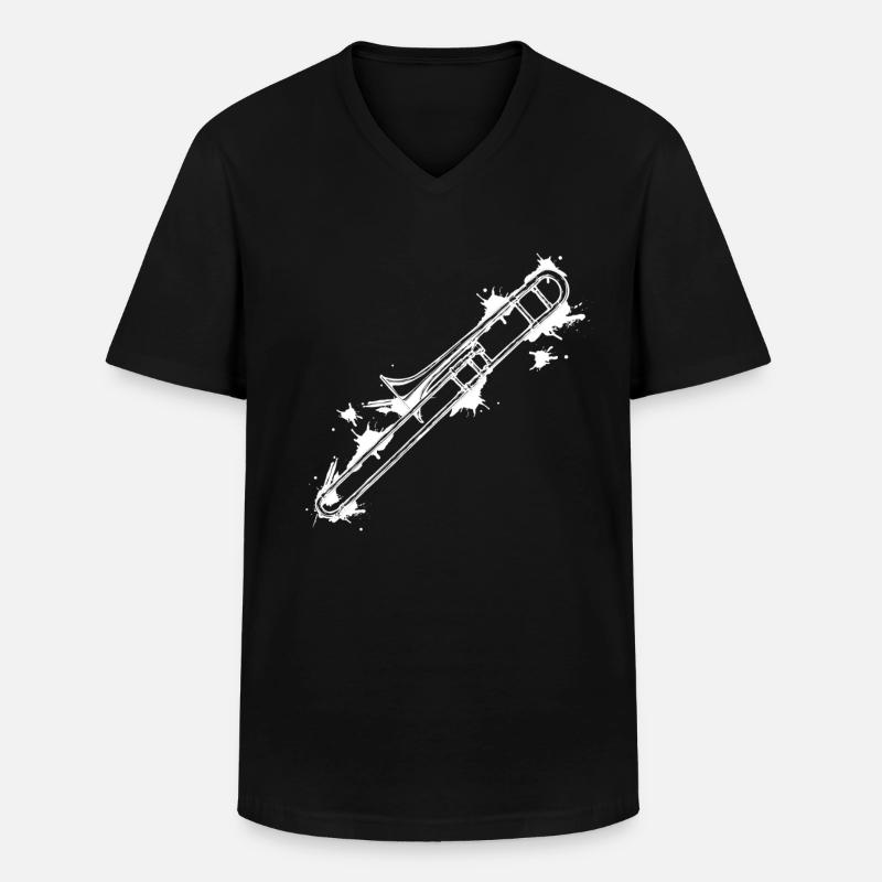 Posaune - Männer-T-Shirt mit V-Ausschnitt - Schwarz