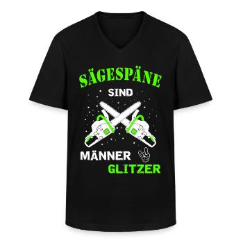 Männer Glitzer Sägespaene Motorsäge Geschenkidee - Männer-T-Shirt mit V-Ausschnitt - Schwarz - Vorne - AI Model Male 178 dark (178cm)