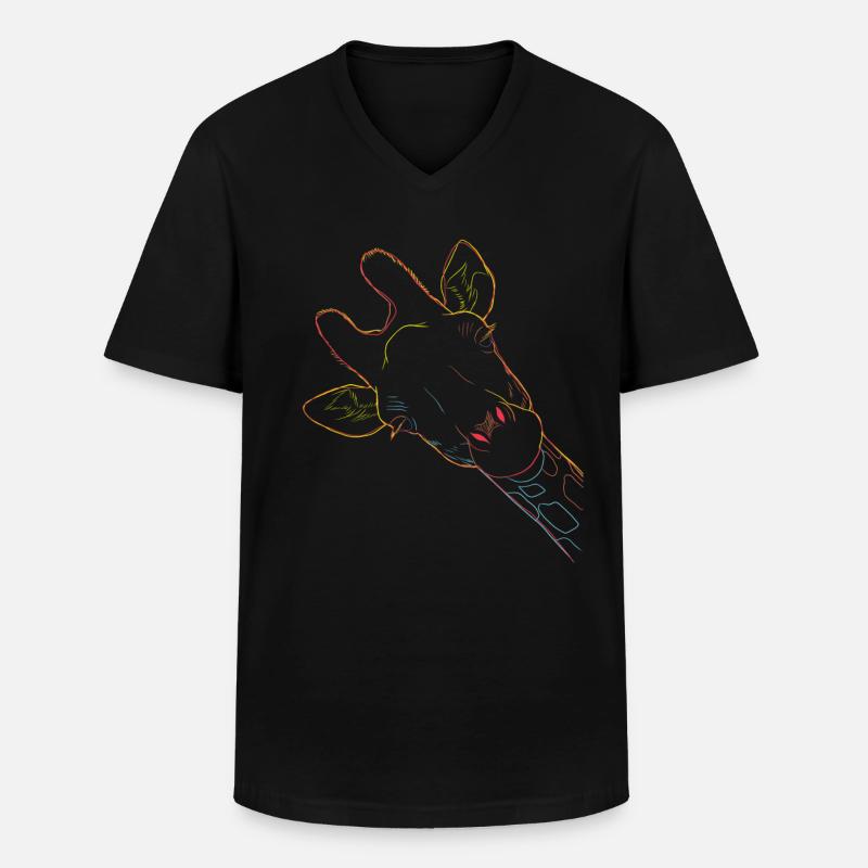 Giraffe - Männer-T-Shirt mit V-Ausschnitt - Schwarz