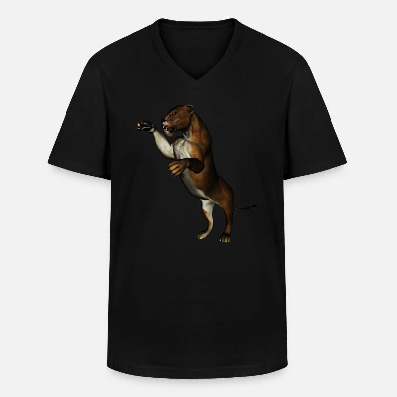 Löwin - Männer-T-Shirt mit V-Ausschnitt - Schwarz