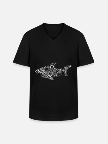 Le requin à vélo - T-shirt col V Homme - noir