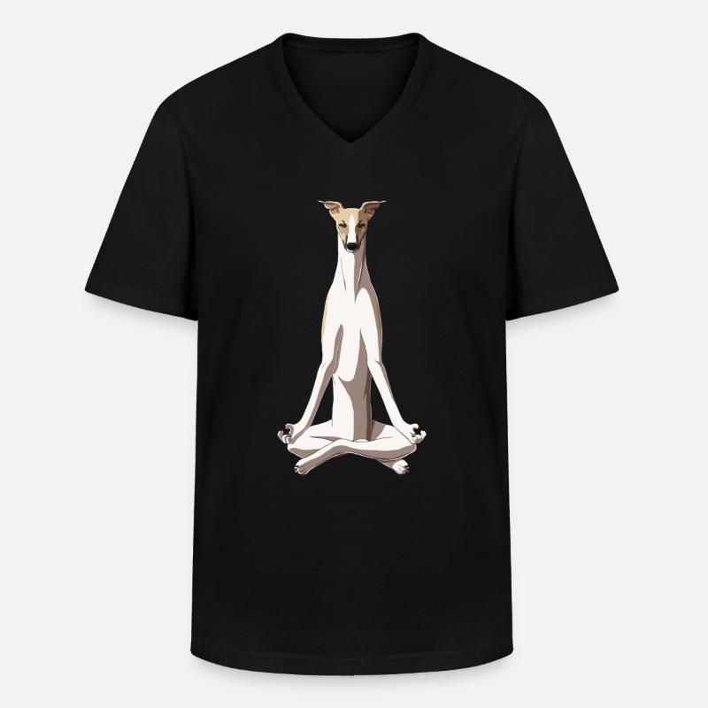 Meditierender Whippet Hund - Männer-T-Shirt mit V-Ausschnitt - Schwarz