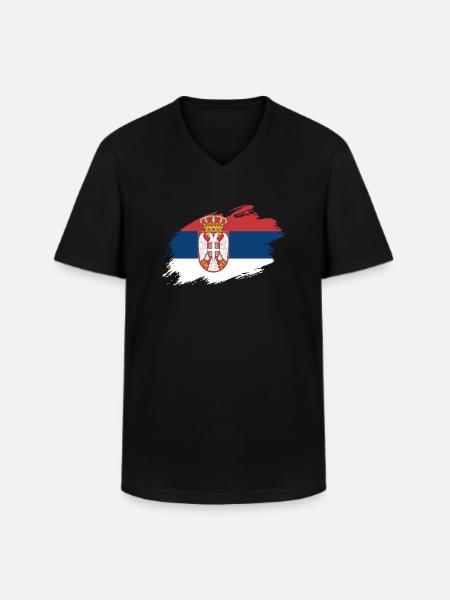 Drapeau Serbie drapeau serbe - T-shirt col V Homme - noir