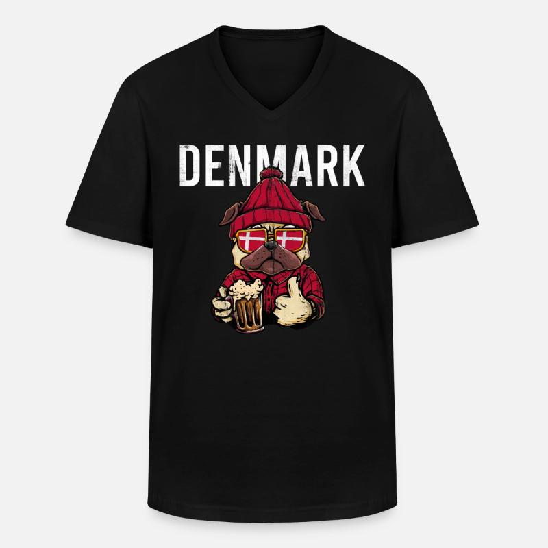 Dänemark - Männer-T-Shirt mit V-Ausschnitt - Schwarz