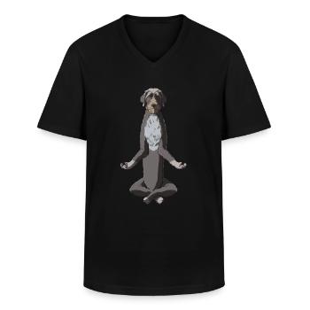 Méditant allemand Piqûre chien - T-shirt col V Homme - noir - Devant - AI Model Male 178 dark (178cm)