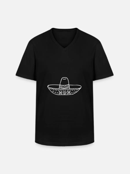Meilleures ventes de Sombrero - T-shirt col V Homme - noir