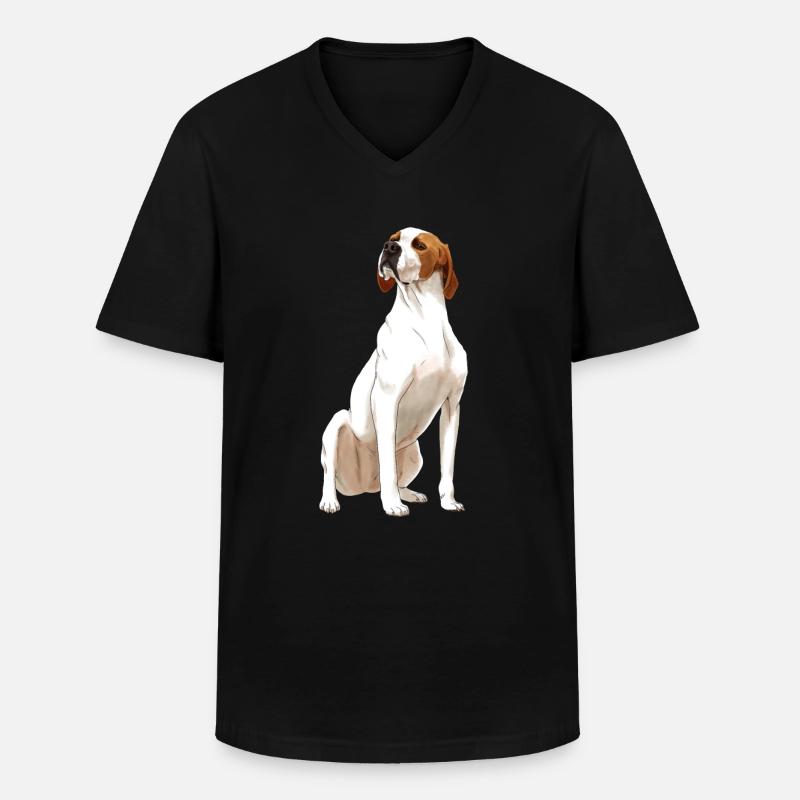 Sitzender English Pointer Hund - Männer-T-Shirt mit V-Ausschnitt - Schwarz