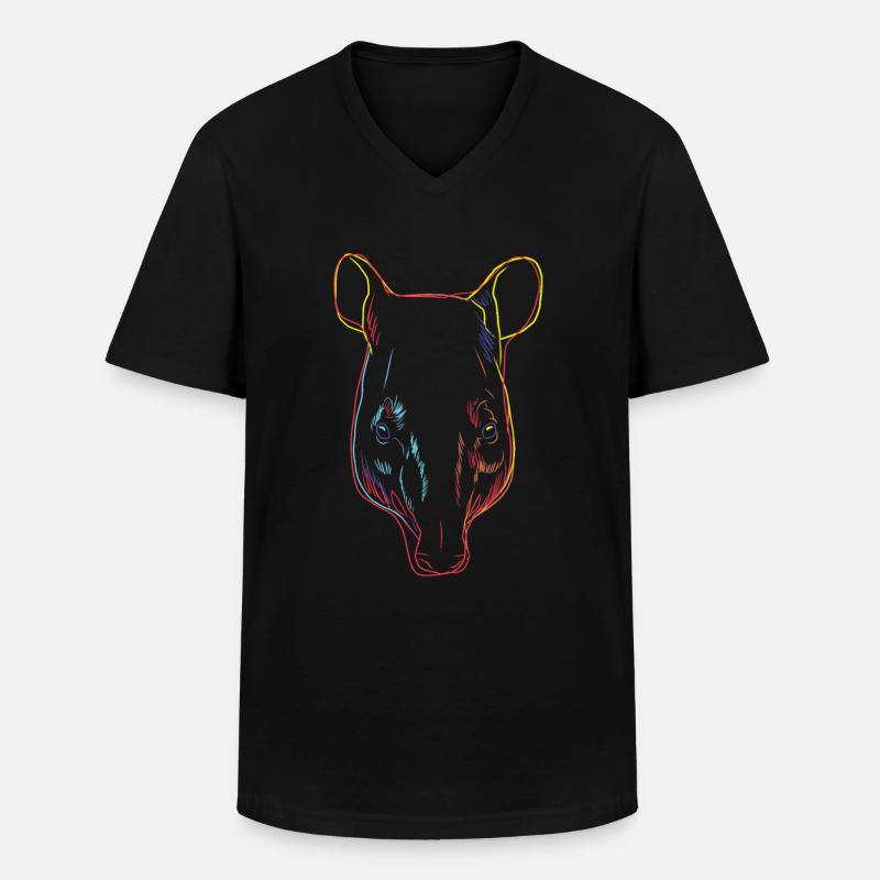 Bunte Tapire Geschenkidee - Männer-T-Shirt mit V-Ausschnitt - Schwarz