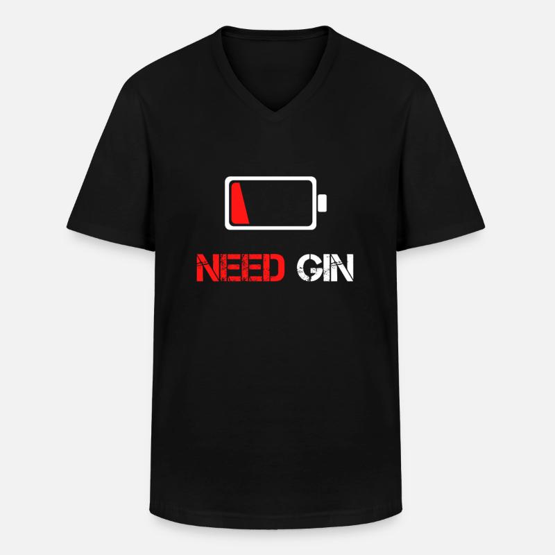 NEED GIN - Männer-T-Shirt mit V-Ausschnitt - Schwarz