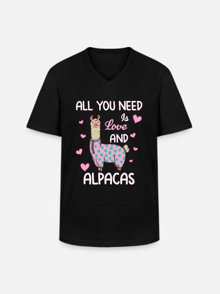 Love and Alpacas - Männer-T-Shirt mit V-Ausschnitt - Schwarz