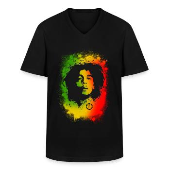 Ondoyance - Schablone rasta - Männer-T-Shirt mit V-Ausschnitt - Schwarz - Vorne - AI Model Male 178 dark (178cm)