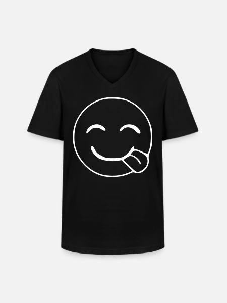 Emoji Hunger Sketch White - Men's V-Neck T-Shirt - black