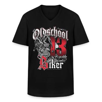 Oldschool - Loyalty Rules - Men's V-Neck T-Shirt - black - Front - AI Model Male 178 dark (178cm)