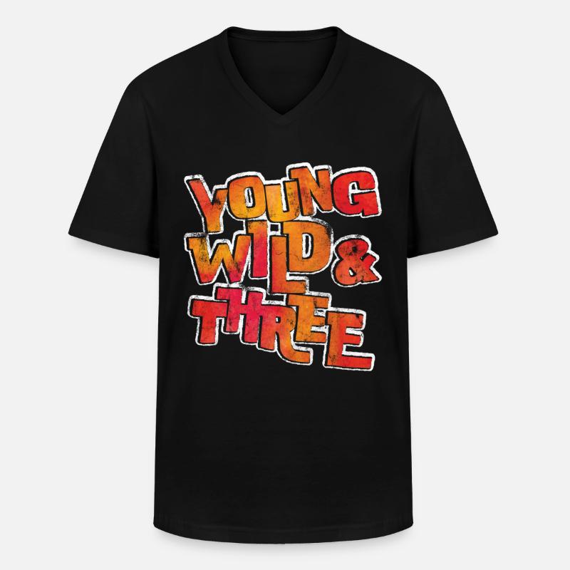 Young Wild Three 3 Compleanno 4 - Maglietta da uomo classica con scollo a V - nero