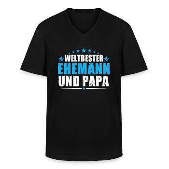Bester Ehemann und Papa Geschenk zum Vatertag - Männer-T-Shirt mit V-Ausschnitt - Schwarz - Vorne - AI Model Male 178 dark (178cm)