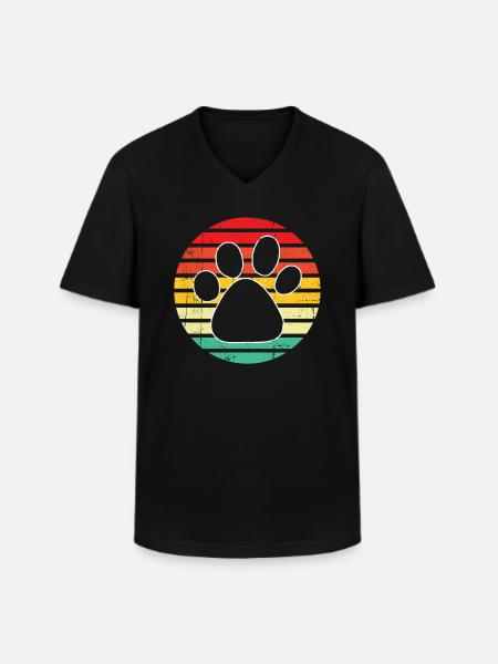 Paw Dog Retro - Men's V-Neck T-Shirt - black
