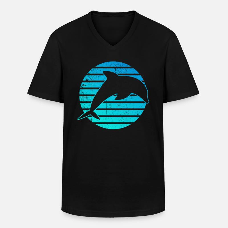 Dolphin Whale Logo - Men's V-Neck T-Shirt - black