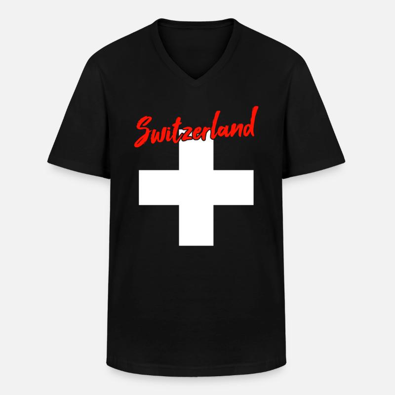 Schweiz Switzerland - Männer-T-Shirt mit V-Ausschnitt - Schwarz