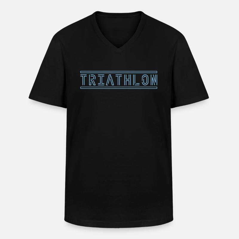 Triathlon - Männer-T-Shirt mit V-Ausschnitt - Schwarz