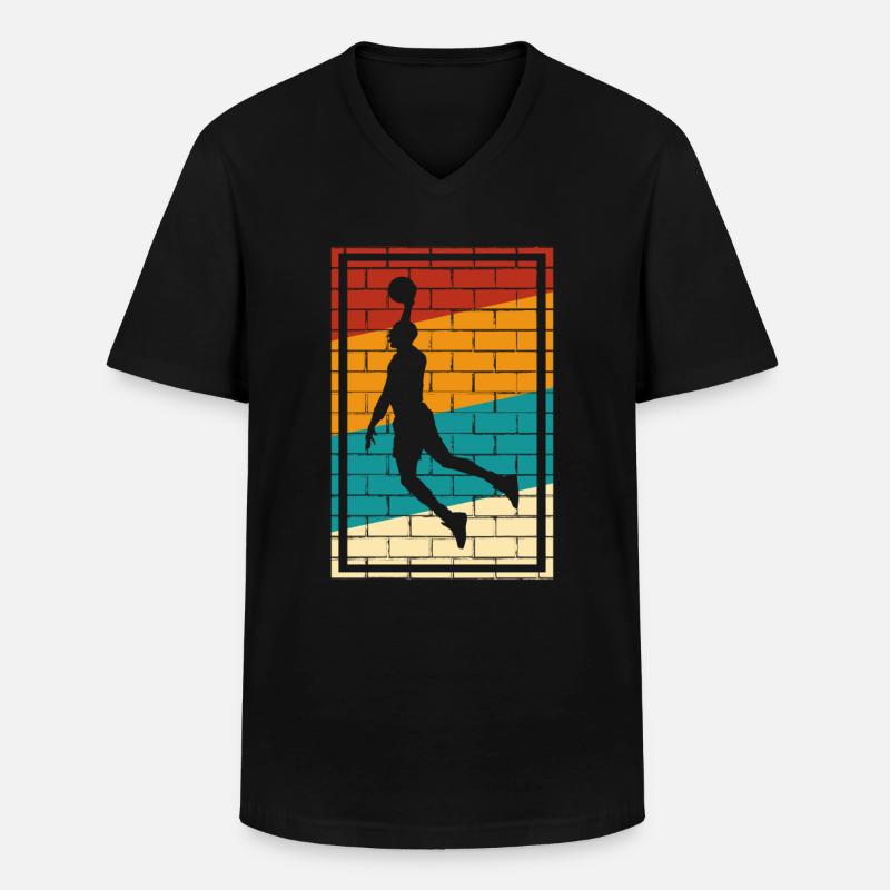 Basketball Logo Retro - Männer-T-Shirt mit V-Ausschnitt - Schwarz