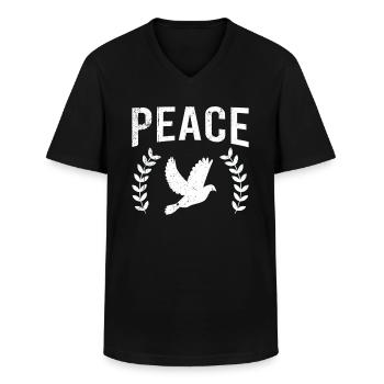 Friedenstaube Frieden Peace - Männer-T-Shirt mit V-Ausschnitt - Schwarz - Vorne - AI Model Male 178 dark (178cm)