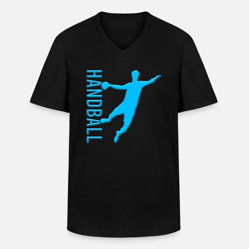 Handball - Männer-T-Shirt mit V-Ausschnitt - Schwarz
