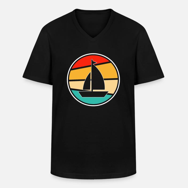 Segeln Retro - Männer-T-Shirt mit V-Ausschnitt - Schwarz