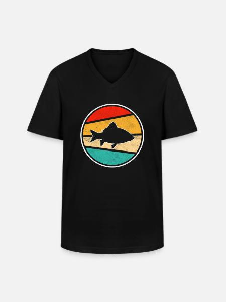 Fish Retro - Men's V-Neck T-Shirt - black
