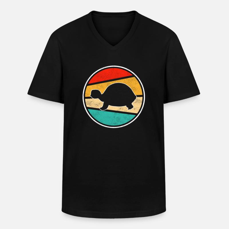 Turtle Retro - Men's V-Neck T-Shirt - black