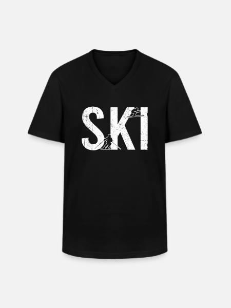 Ski - T-shirt col V Homme - noir