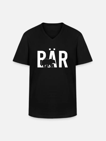 Bär - Männer-T-Shirt mit V-Ausschnitt - Schwarz