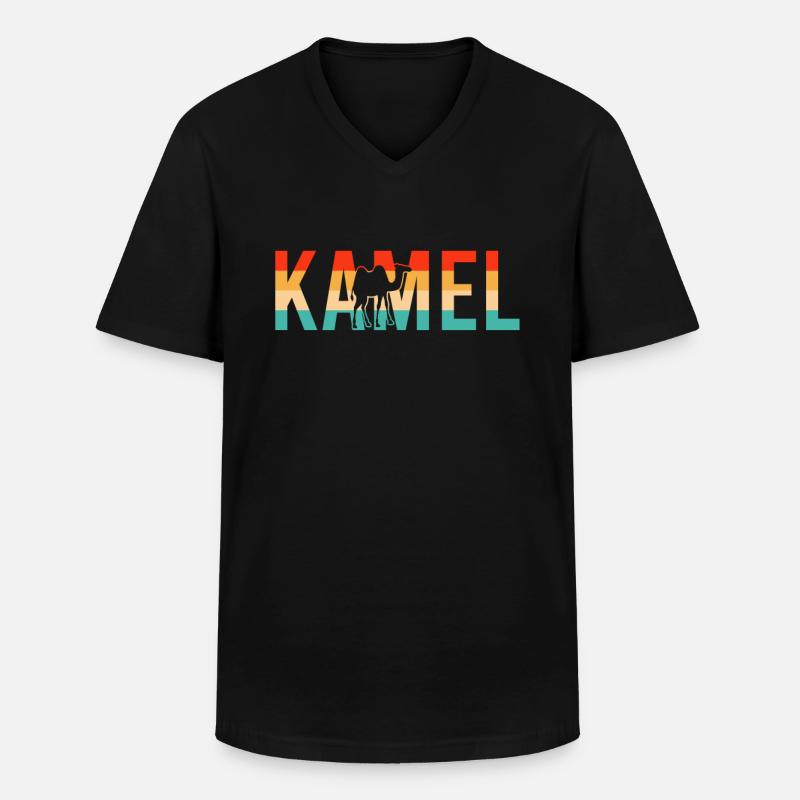 Kamel Retro - Männer-T-Shirt mit V-Ausschnitt - Schwarz