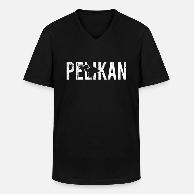 Pelikan - Männer-T-Shirt mit V-Ausschnitt - Schwarz