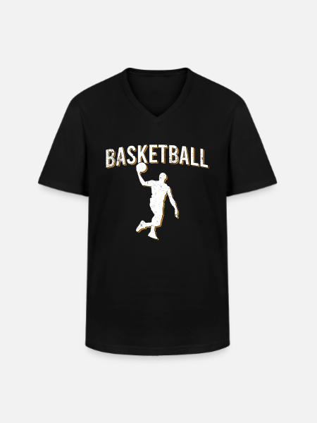 Basketball - Männer-T-Shirt mit V-Ausschnitt - Schwarz