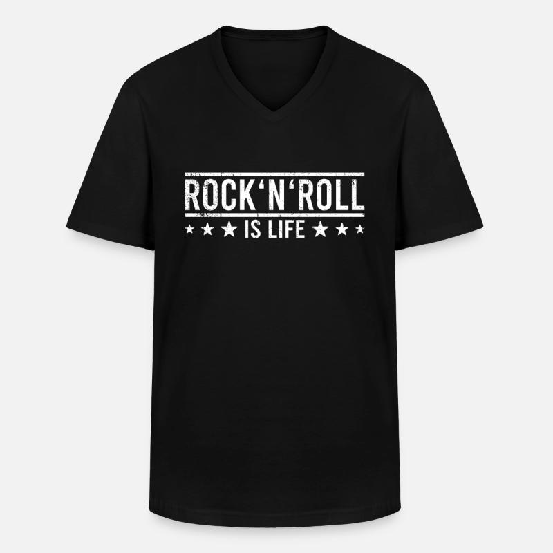 Rock n Roll - Männer-T-Shirt mit V-Ausschnitt - Schwarz