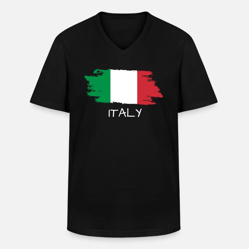 Italien - Männer-T-Shirt mit V-Ausschnitt - Schwarz