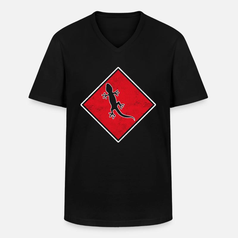 Eidechse - Männer-T-Shirt mit V-Ausschnitt - Schwarz