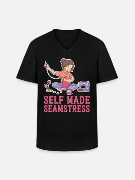 Self Made Seamstress - Men's V-Neck T-Shirt - black