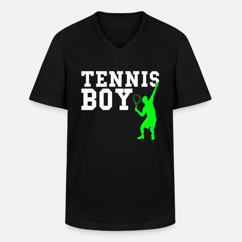 Tennis boy - Männer-T-Shirt mit V-Ausschnitt - Schwarz