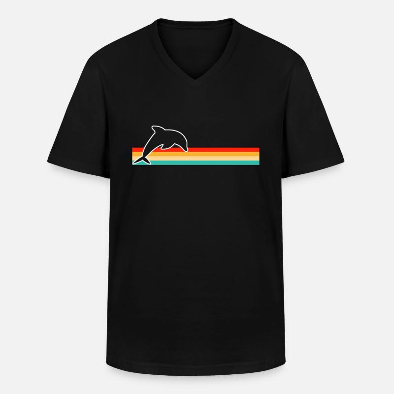 Dolphin Retro - Men's V-Neck T-Shirt - black